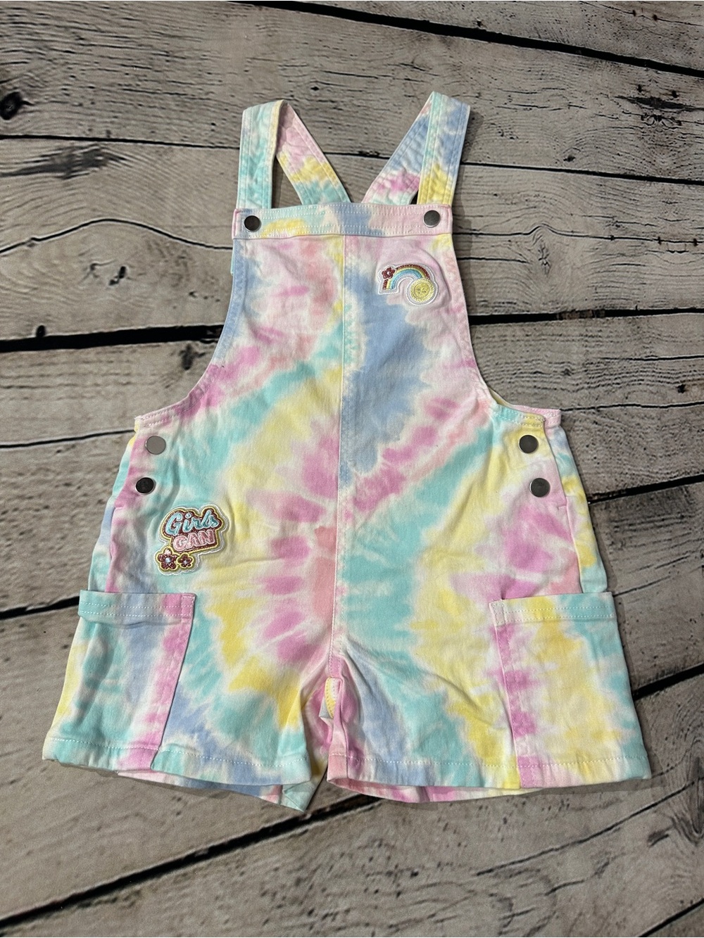 Garanimals Pastel Tie-Dye Shortalls Overalls - Pink, Blue, Yellow, Mint